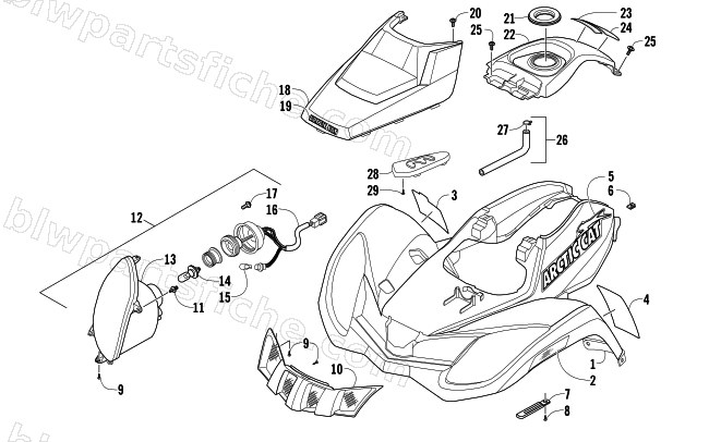 FRONT BODY AND HEADLIGHT ASSEMBLY diagram