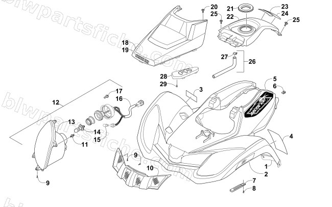 FRONT BODY AND HEADLIGHT ASSEMBLY diagram