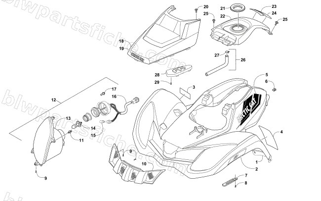 FRONT BODY AND HEADLIGHT ASSEMBLY diagram