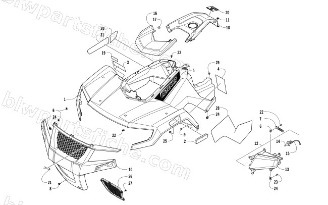 FRONT BODY AND HEADLIGHT ASSEMBLY diagram