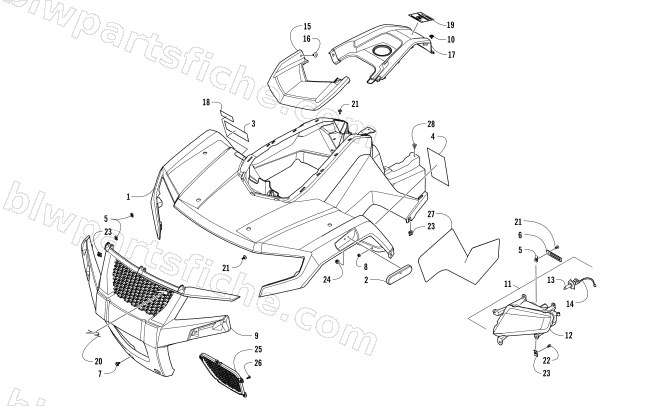 FRONT BODY AND HEADLIGHT ASSEMBLY diagram
