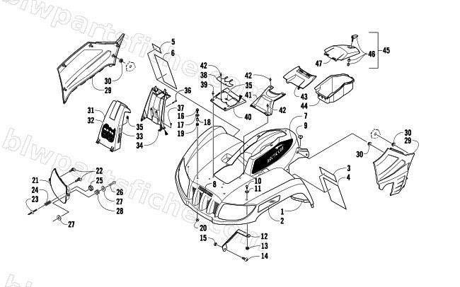 FRONT BODY PANEL AND HEADLIGHT ASSEMBLIES diagram