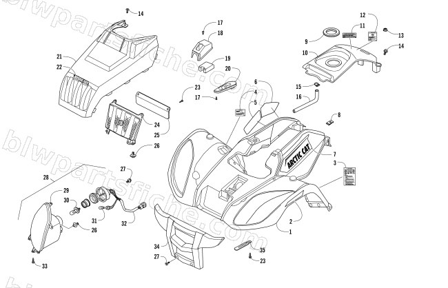 FRONT BODY PANEL AND HEADLIGHT ASSEMBLIES diagram