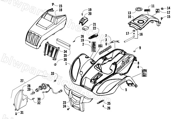 FRONT BODY PANEL AND HEADLIGHT ASSEMBLIES diagram