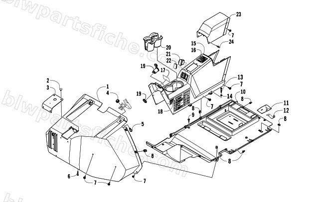 FRONT CONSOLE AND FLOOR PANEL ASSEMBLY diagram