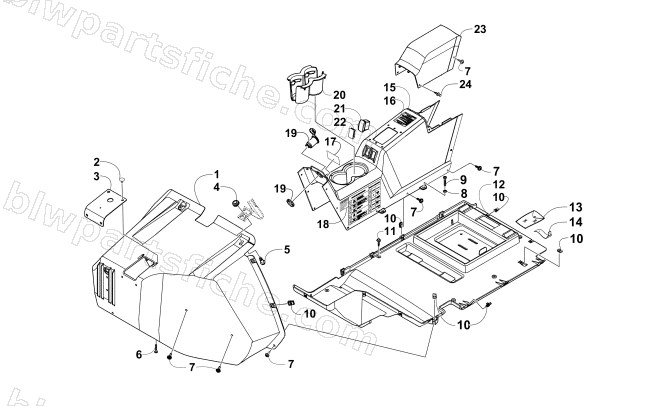 FRONT CONSOLE AND FLOOR PANEL ASSEMBLY diagram
