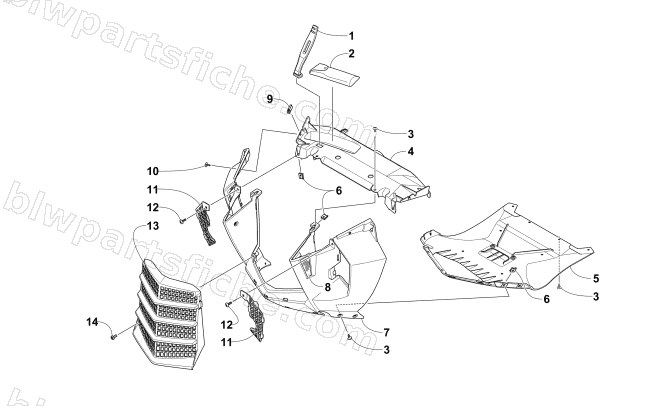 FRONT FACIA AND CENTER SKID PLATE ASSEMBLY diagram