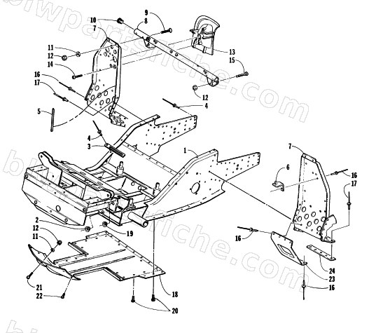 FRONT FRAME AND FOOTREST ASSEMBLY diagram