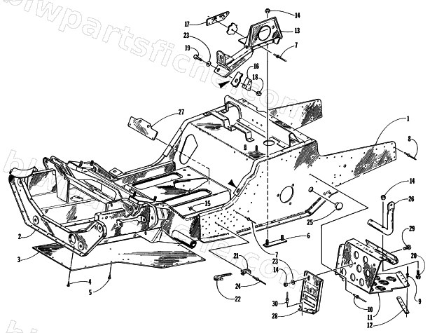 FRONT FRAME AND FOOTREST ASSEMBLY diagram