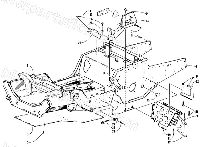 FRONT FRAME AND FOOTREST ASSEMBLY diagram