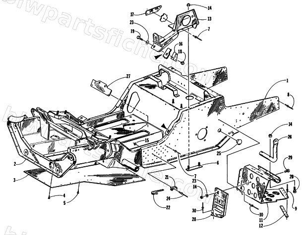 FRONT FRAME AND FOOTREST ASSEMBLY diagram
