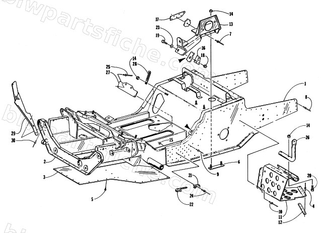 FRONT FRAME AND FOOTREST ASSEMBLY diagram