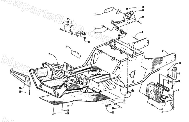 FRONT FRAME AND FOOTREST ASSEMBLY diagram