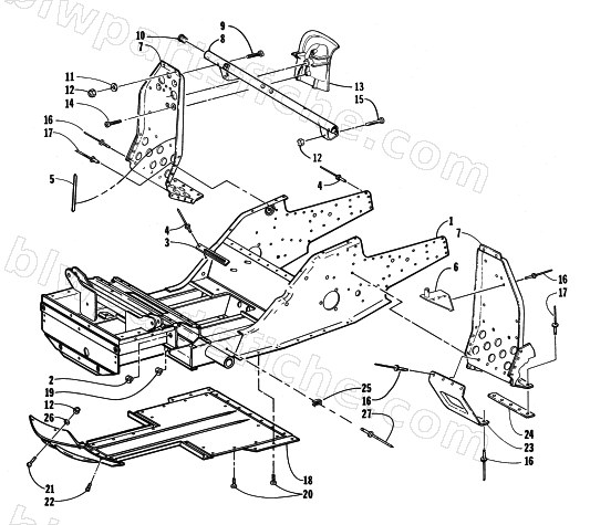 FRONT FRAME AND FOOTREST ASSEMBLY diagram