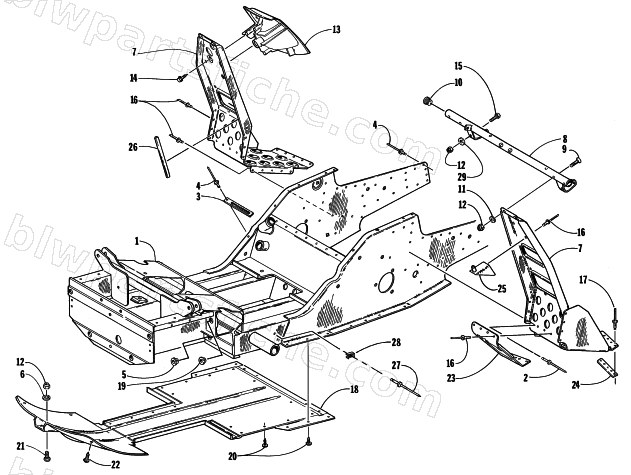 FRONT FRAME AND FOOTREST ASSEMBLY diagram