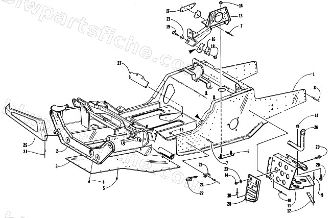 FRONT FRAME AND FOOTREST ASSEMBLY diagram