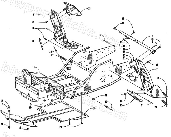 FRONT FRAME AND FOOTREST ASSEMBLY diagram