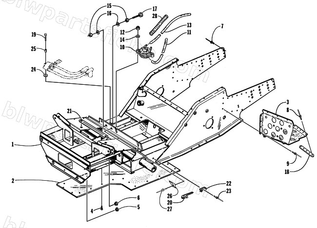 FRONT FRAME AND FOOTREST ASSEMBLY diagram