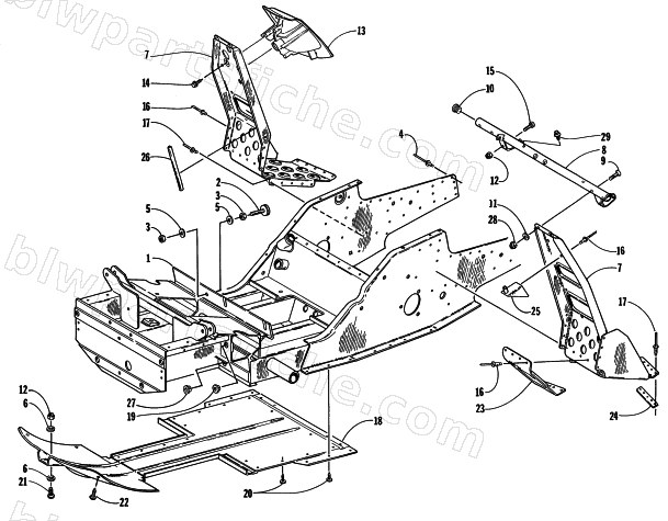 FRONT FRAME AND FOOTREST ASSEMBLY diagram
