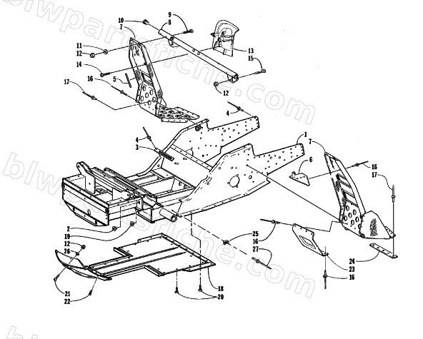 FRONT FRAME AND FOOTREST ASSEMBLY diagram