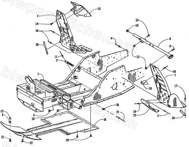 FRONT FRAME AND FOOTREST ASSEMBLY diagram