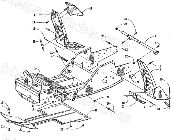 FRONT FRAME AND FOOTREST ASSEMBLY diagram