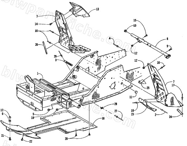 FRONT FRAME AND FOOTREST ASSEMBLY diagram