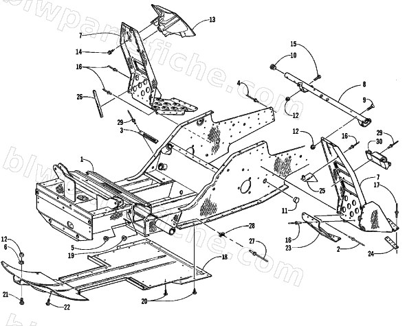 FRONT FRAME AND FOOTREST ASSEMBLY diagram