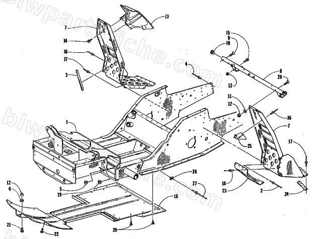 FRONT FRAME AND FOOTREST ASSEMBLY diagram