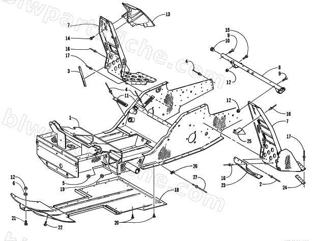 FRONT FRAME AND FOOTREST ASSEMBLY diagram