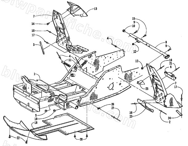 FRONT FRAME AND FOOTREST ASSEMBLY diagram