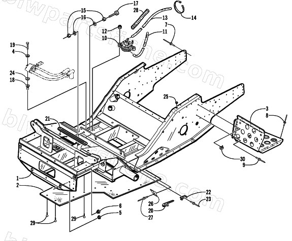 FRONT FRAME AND FOOTREST ASSEMBLY diagram