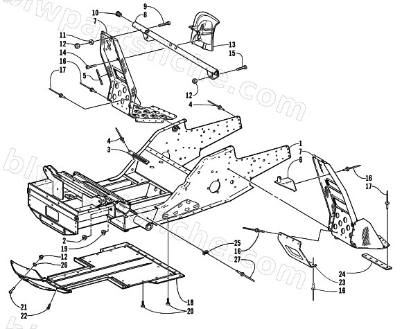 FRONT FRAME AND FOOTREST ASSEMBLY diagram