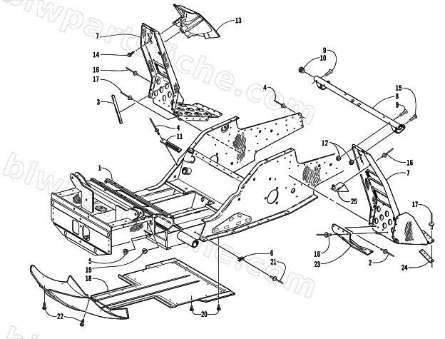 FRONT FRAME AND FOOTREST ASSEMBLY diagram