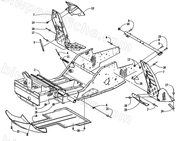 FRONT FRAME AND FOOTREST ASSEMBLY diagram