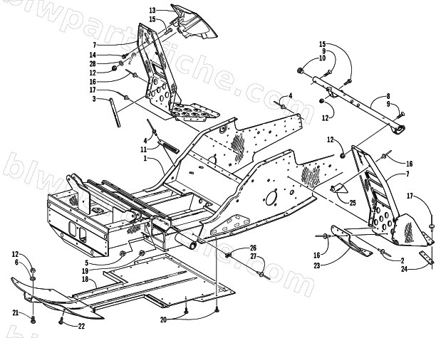 FRONT FRAME AND FOOTREST ASSEMBLY diagram