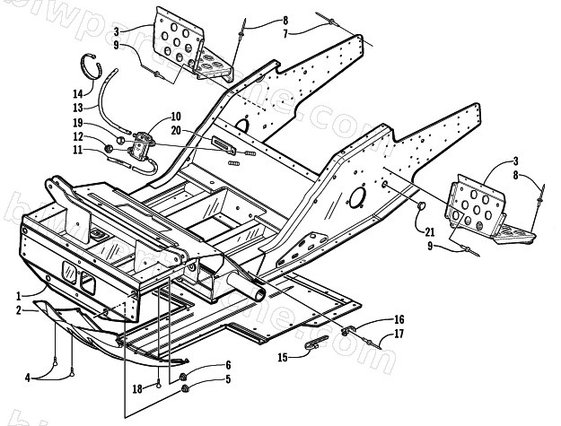 FRONT FRAME AND FOOTREST ASSEMBLY diagram