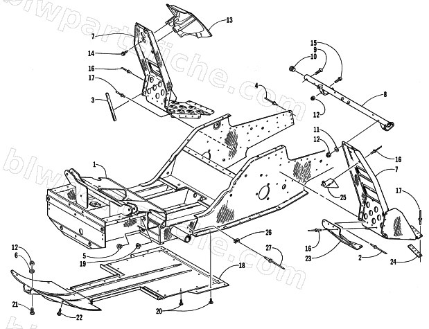 FRONT FRAME AND FOOTREST ASSEMBLY diagram