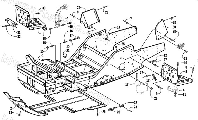 FRONT FRAME AND FOOTREST ASSEMBLY diagram
