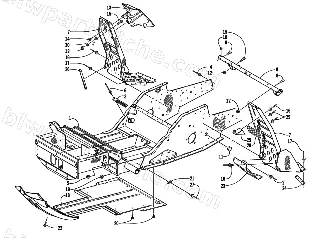 FRONT FRAME AND FOOTREST ASSEMBLY diagram