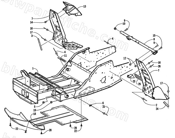 FRONT FRAME AND FOOTREST ASSEMBLY diagram