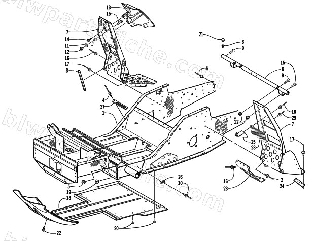 FRONT FRAME AND FOOTREST ASSEMBLY diagram