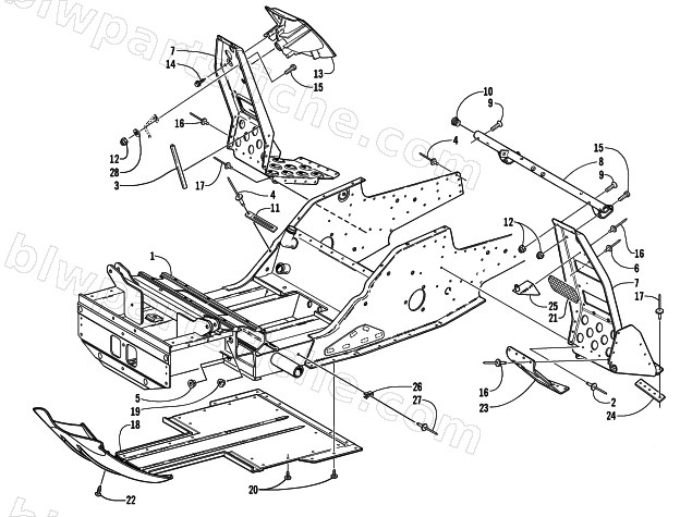 FRONT FRAME AND FOOTREST ASSEMBLY diagram
