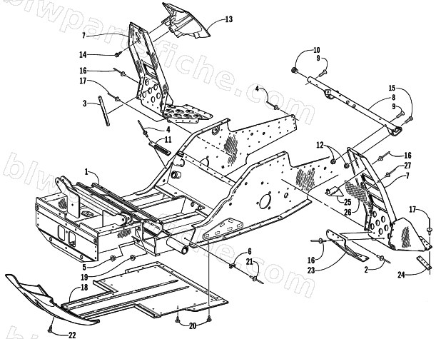 FRONT FRAME AND FOOTREST ASSEMBLY diagram