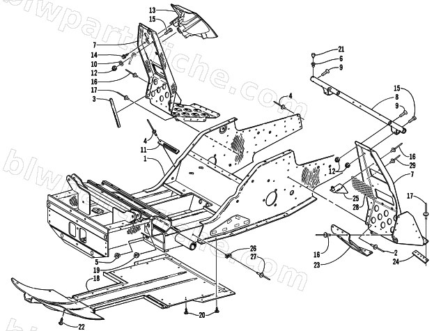 FRONT FRAME AND FOOTREST ASSEMBLY diagram