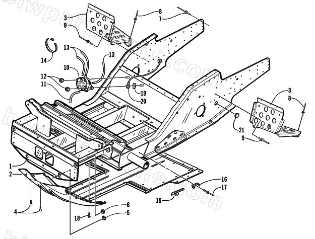 FRONT FRAME AND FOOTREST ASSEMBLY diagram