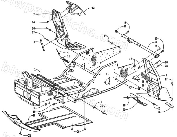 FRONT FRAME AND FOOTREST ASSEMBLY diagram