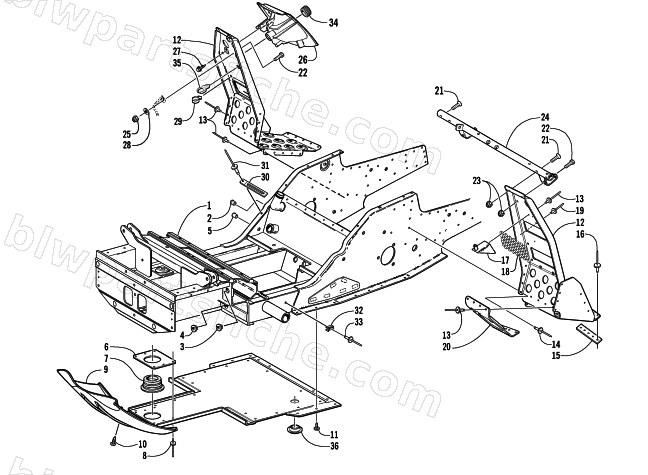 FRONT FRAME AND FOOTREST ASSEMBLY diagram