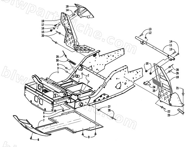 FRONT FRAME AND FOOTREST ASSEMBLY diagram