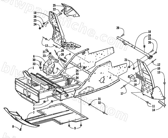 FRONT FRAME AND FOOTREST ASSEMBLY diagram